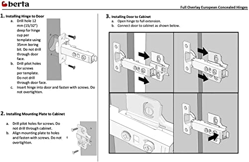 6-Pack Full Overlay Frameless Soft-Close European Hinges - size: 6 Pieces