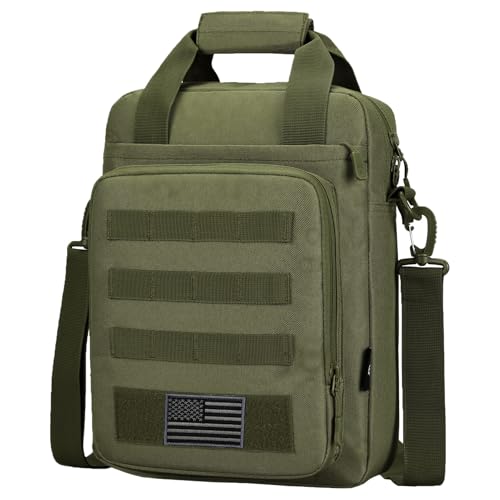 Tactical Messenger Bag, Laptop Briefcase MOLLE Shoulder Pack Handbag - color: Army Green