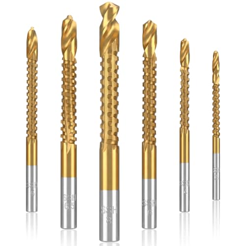 6PcsTitanium Coated HSS Twist Drill Bits 3-8mm Side Cutting Drill Bit
