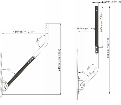 Extension Pole for PIBIDI Diameter 1.25" J Pole Mount, 1.25"x16.5", Black - color: Extension 16 1/2"