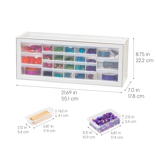 IRIS USA 26-Drawer Teacher Toolbox, Building Bricks Craft Storage, White - color: White, size: 26 Drawer