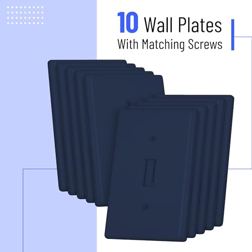 Bates- Light Switch Plates, 10 Pack, Navy Blue, Light Switch Cover Plate, Single Switch Plate Cover - color: Navy Blue, size: 10 Pack, Standard-Size
