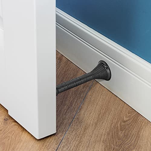 Ravinte Door Stoppers, 12 Pack Black Spring Door Stops with Rubber Bumper - color: Black