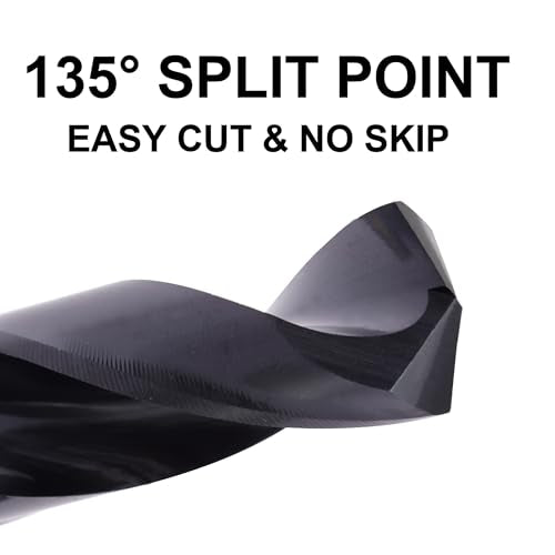 9/16 Drill Bit for Metal and Hardened Steel, M35 Cobalt 1/2 Inch Reduced Shank Industrial Grade Heavy Duty Drill Bit, with Index Storage Case - size: 9/16 in