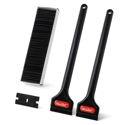 NEWISHTOOL 2 Pcs Long Handle Plastic Razor Blade Scraper and 100 PCS Blades