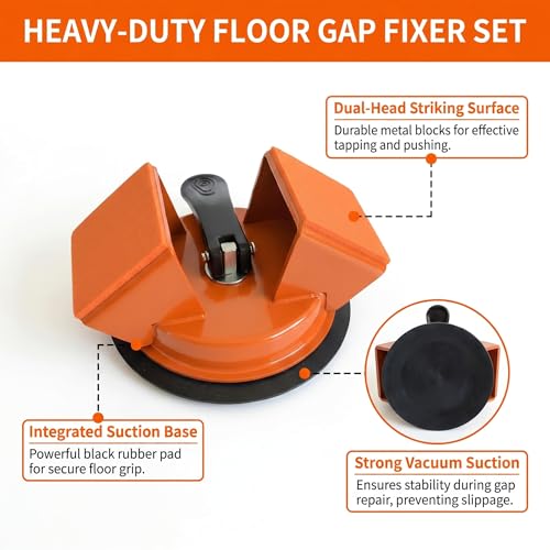 Heavy Duty 45° Floor Gap Fixer Tool | Iron Construction with Enhanced Suction Cup | Includes Slot Cutter & 5 Sticky Pads | Laminate & Vinyl Flooring Gap Repair & Installation Tool