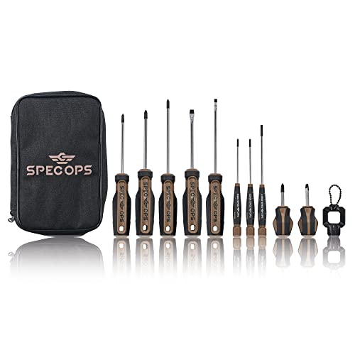 Spec Ops Tools Screwdriver Set for Professional Construction & Jobsite Use, Phillips and Slotted Drivers with Magnetic Tips, 10-Piece
