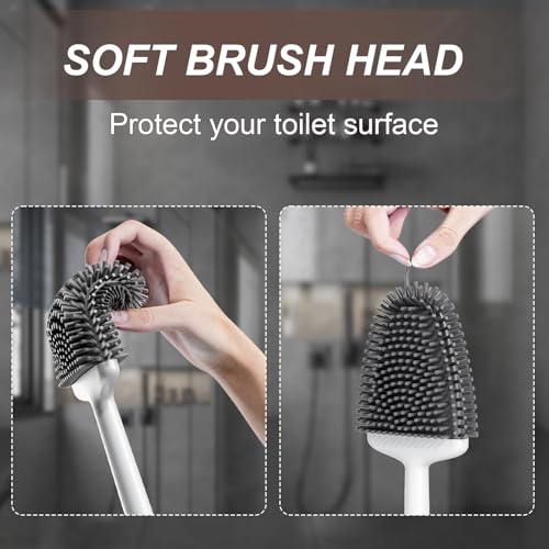 Sellemer Silicone Toilet Brush, Ventilation Slots Holder 1 Pack Pearl White - color: Pearl White-1pcs