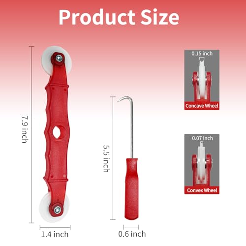 2 Pcs Screen Repair Tool, Durable Screen Door Roller Tool and Spline Remove Hook, Ergonomic Handle, Easy to Use, Suit for Screen Door Window Screen Repair Replacement - size: Roller+Hook