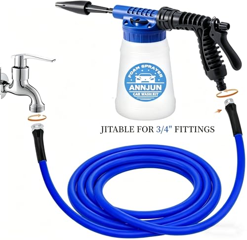 Car Wash Foam Gun Kit – Heavy Duty Spray Foam Gun with Hose Nozzle, Washing Sponge & Absorbent Towel, Adjustable Foam Cannon for Garden Cleaning, Pet Showering