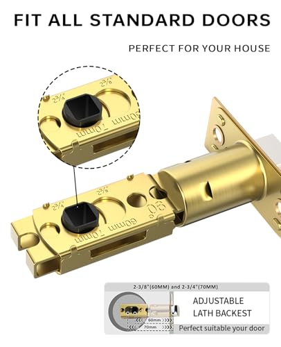 Asidrama 4 Pack Champagne Bronze Privacy Interior Door Handles | Thumb-Turn Privacy Lock,Fits 1-3/8"-1-3/4" Doors,Adj. 2-3/8"-2-3/4" Latch,Heavy-duty Zinc,Easy DIY Setup - color: Champagne Bronze