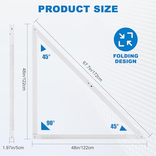 Folding Triangle Ruler 48inchs Aluminum Framing Square