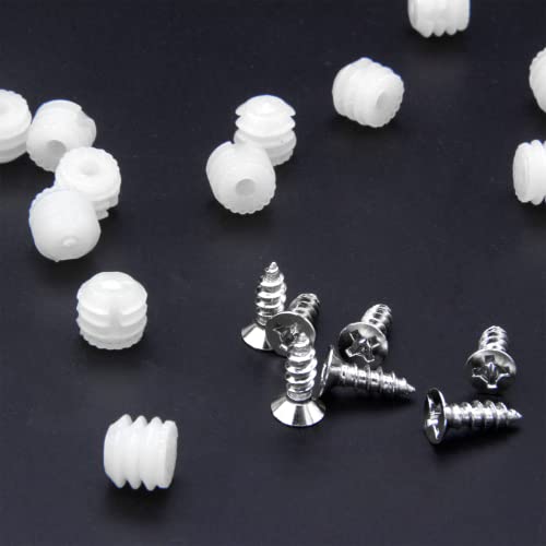 Plastic Hinge Dowel Inserts with Screws, White, MOUNTAINTOP