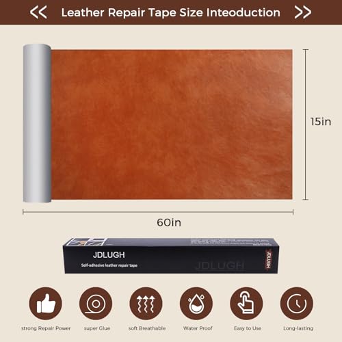 JDLUGH Leather Repair Patch Tape, 15x60 Inch, Brown 2.0 - color: Brown 2.0, size: 15x60 Inch