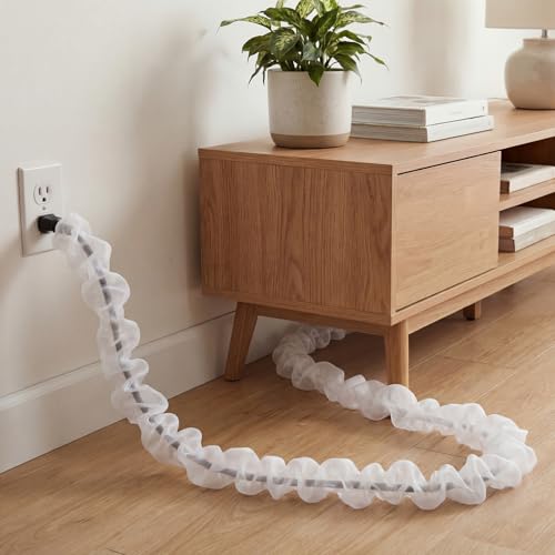 9 ft Fabric Cord Cover for Lamps Chandelier, Decorative Organza Fabric Cord Cover for Wires Fabrics Cable Sleeve TV Computer Phone Charger Lamps Home & Office Cable Management