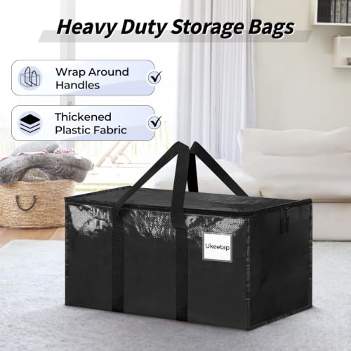16 Pack Extra Large Clothes Storage Bins with Lids, Moving Bags, Black - color: Black, size: 16 Pack