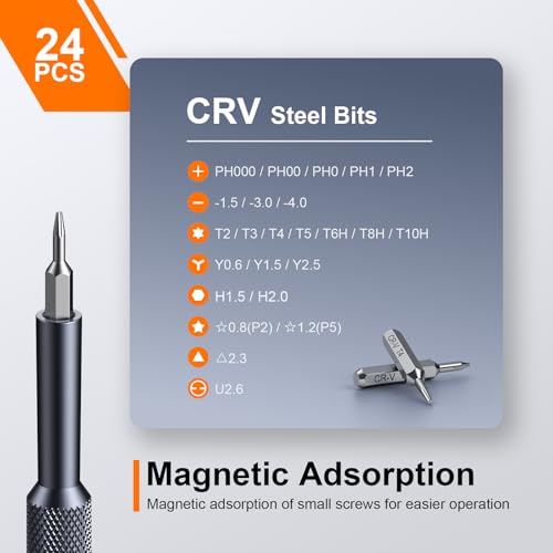 JOREST 25-IN-1 Precision Screwdriver Set, Mini Repair Tool Kit with Torx for Macbook, Computer, Laptop, iPhone, PS5, Xbox, Switch, Glasses, Watch, Ring Doorbell, Electronic, Small Gift Gadget for Men - size: 25 in 1