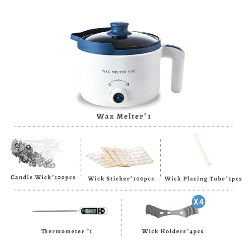 Ksedcon Electric Wax Melting Pot for Candle Making with Thermometer, Wicks - size: wax melting pot kit 3pcs