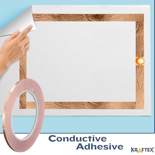 Kraftex Copper Tape 1/8 inch x 66ft. Copper Foil Tape for Stained Glass Soldering with Conductive Adhesive. Great Shielding for Guitars, EMI Shielding, Jewlery Making and Crafts - size: 1/8" x 66ft