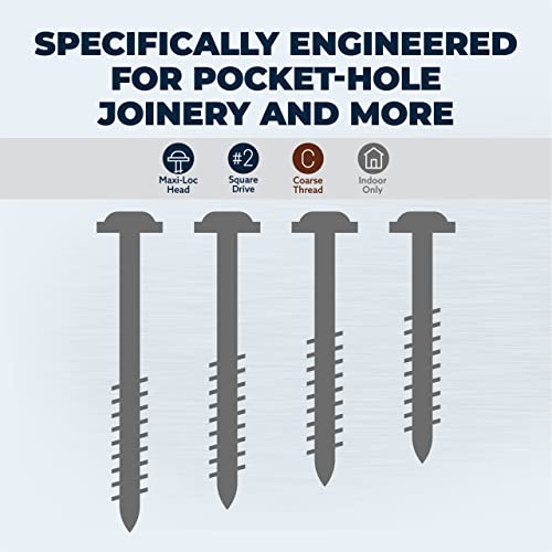 Kreg Stainless Steel Pocket Hole Screws - SML-C125S5-100 - 1-1/4-Inch - Coarse Thread - Maxi-Loc Head - Outdoor - 100 Count