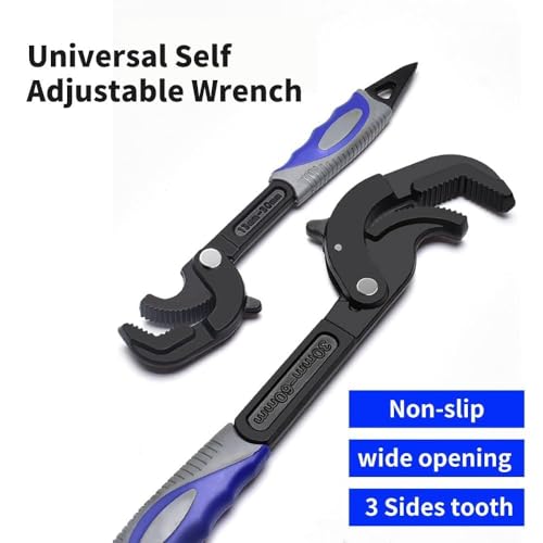 2Pcs Self Adjusting Wrenches Sets - 10.5 & 14" Self Locking Pliers,Multi-Function,3 Sides Teeth,Non-Slip Handle,Suit for Pipe Vise Micro 5 Wrench