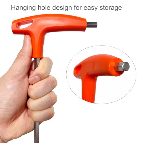 Hex Key Set T-Handle Long, 7-Piece Metric(2.5mm-10mm) Allen Wrench Set with Storage bag, CR-V Steel Hexagonal Tool Kit- Maintenance and Repair Tools, Orange