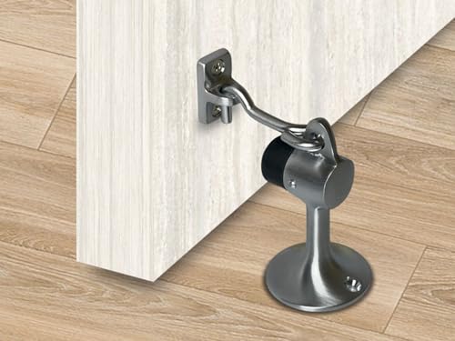 QCAA Solid Brass Door Stop, 3-15/16" Height, Satin Chrome, Made in Taiwan, 2 Pack - color: Satin Chrome(3-15/16"), size: 2 Pack