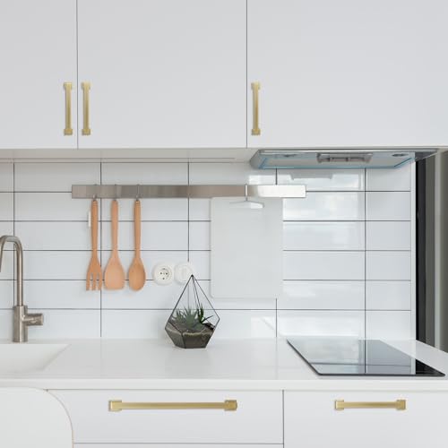 COTYKILEY 10 Pack 10 Inch(254mm) Brushed Brass Cabinet Handles Gold Kitchen Cabinet Pulls Cabinet Door Handles Kitchen Cabinet Hardware - color: Brushed Brass, size: 10" Hole Center（254MM）