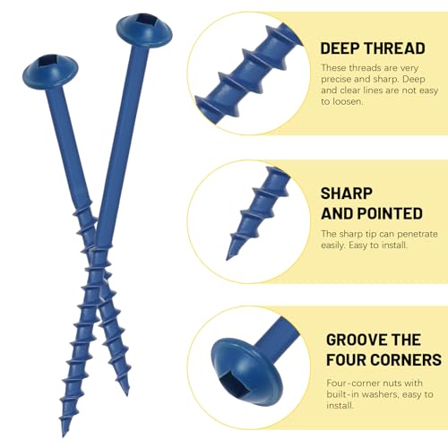 100Pcs Pocket Hole Screws, #8 x 1 Anti-Rust Blue Coated Exterior Wood Screws, Coarse Thread Washer Head Square Drive, 50MM Drive Bit Included - size: #8 x 1"