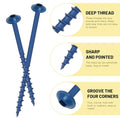250Pcs Pocket Hole Screws, #8x1, #8x1-1/4, #8x1-1/2, #8x2, #8x2-1/2 Anti-Rust Blue Coated Exterior Wood Screws, Coarse Thread Washer Head Square Drive, 50MM Drive Bit Included - size: #8 Set
