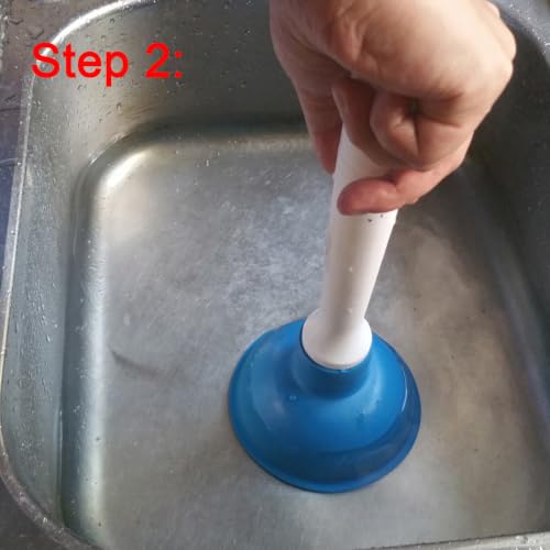 Drain Plunger, Mini Sink Unclogger, Small 4-Inch Clog Remover - color: Blue + Yellow