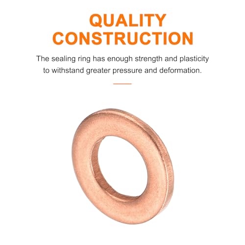 MECCANIXITY 52 Pcs Flat Copper Washers, 5x9x1mm Copper Upgraded Flat Metric Sealing Crush Ring Washers for Hydraulic Fittings Screw Bolt Nut Electronic Repair - size: 5x9x1mm