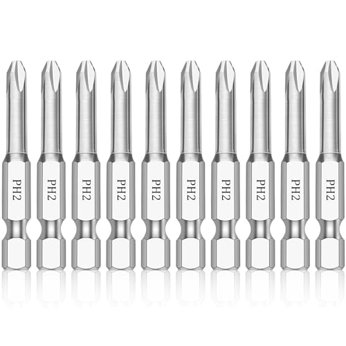 NAUIX 10Pcs Phillips #2 Bit Set (2" Long), PH2 Phillips Head Drill Bits - style: PH2