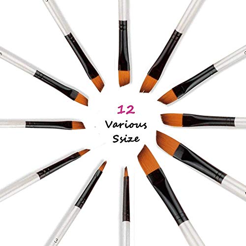 GETHPEN Angular Paint Brushes Set, Angled Paint Brush for Acrylic, 12PCS - style: Angular