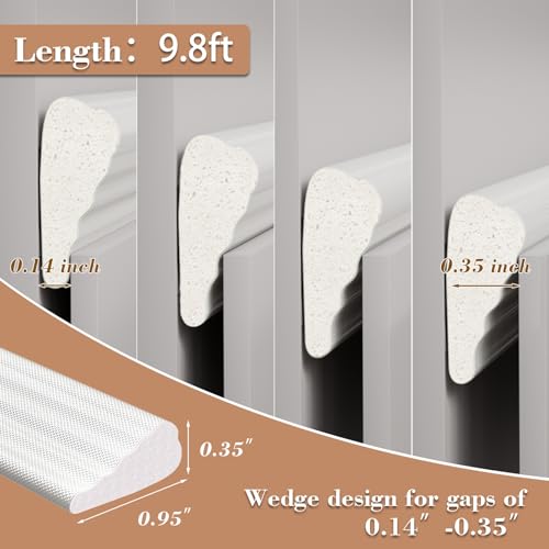 9.8 Ft White Wedge Door Frame Seal Strip - color: White, size: 9.8 Ft