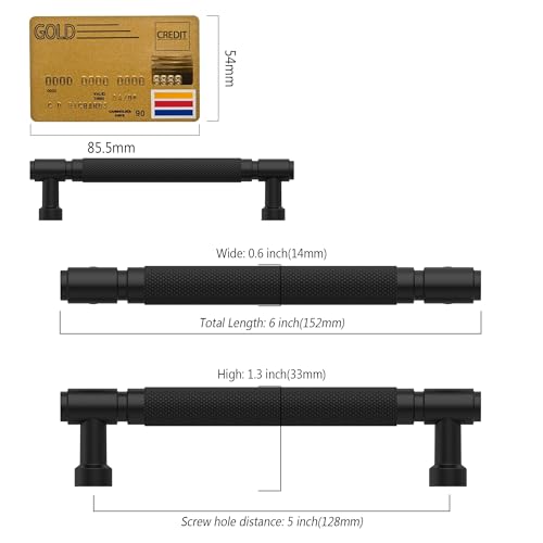 Amerdeco 10 Pack Matte Black knurled Cabinet Pulls 5" | Drawer Pulls Cabinet Hardware Kitchen Cabinet Handles for Bathroom ZH0072 - color: Matte Black, size: 5" hole center