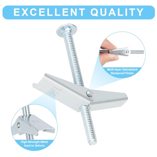 26 Sets 3 Size Toggle Bolts Heavy Duty Metal Drywall Anchors Kit - size: 3 Size Kit-52pcs(26sets)