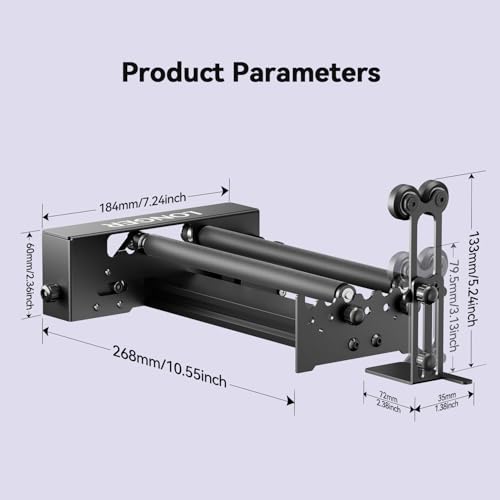 Longer Rotary Roller Series,with Bracket, Y-Axis 360° Rotation for Laser Engraver Engraving Cylindrical Objects Tumblers Cans Cups Bottles, Compatible with 99% of Laser Engraver,Size 268 * 184 * 60mm - size: 268 * 184 * 60mm