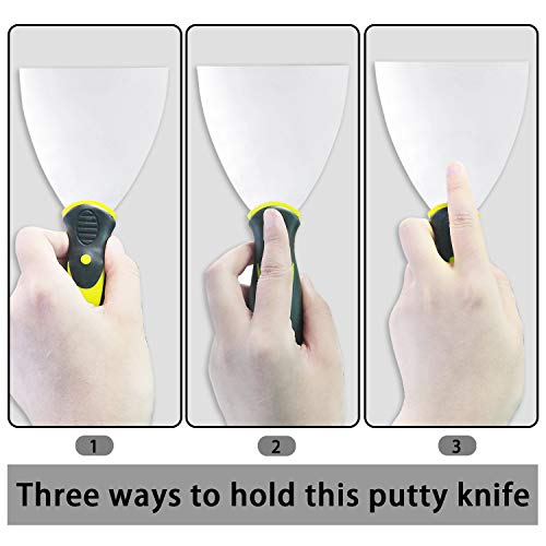 Putty Knife Set, 4 PCS (2,3,4,6 inch) Spackle Putty Knives, Metal Scrapers, Putty Scrapers for Drywall, Putty, Decals, Wallpaper, Baking, Patching and Painting
