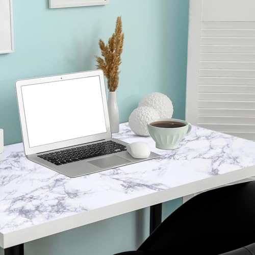 Arthome White Marble Contact Paper - Peel and Stick Wallpaper - Self-Adhesive & Removable Wall Paper for Furniture Desk, Kitchen Countertop, Cabinet, Shelf Liner, Wallcovering, (35.4"x120") - color: White Marble, size: 35.4" x 120"