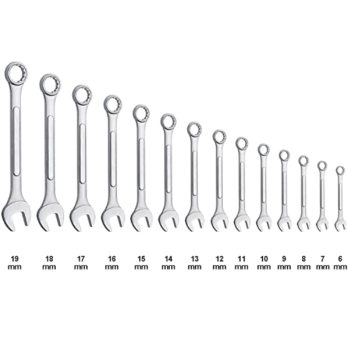 14-Piece Essential Metric Combination Wrench Set in Roll-up Pouch, No Skipped Metric Sizes 6mm - 19mm | Best Value Wrench Set, Ideal for General Household, Garage, Workshop, Auto Repairs, Emergency - size: 14-Piece Metric Set