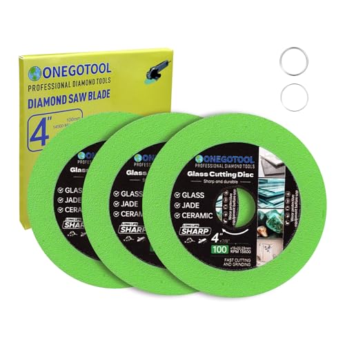 4 inch Tile Cutter Glass Cutting Disc for Angle Grinder, 7/8" Glass Ceramic Diamond Cutting Blade Disc for Grinding Jade, Crystal, Wine Bottles, Tile. (3pcs) - size: 4"