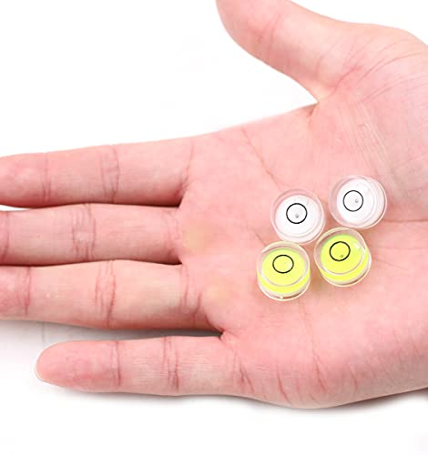 Driak 4 Pieces 15x8mm/0.6"x0.31" Plastic Vial Acrylic Housing Round Green and White Colour Mini Spirit Level Bubble Mini Bullseye Level Mini Tripod Level Tool Can Use for All Kinds of Miniature Level - color: Green and White