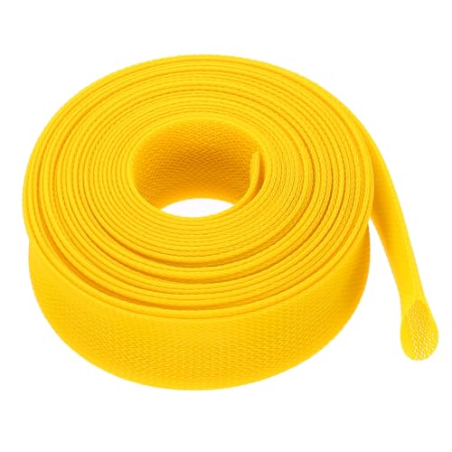 uxcell Expandable Sleeving, 1 1/2-inch 25ft Cable Sleeve, Yellow - color: Yellow, size: 1 1/2-inch x 25ft