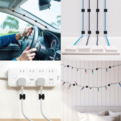 LinkDocs 30 Pieces Adhesive Cable Clips Wire Clips Cable Wire Management Wire Cable Holder Clamps Cable Tie Holder for Car, Office and Home