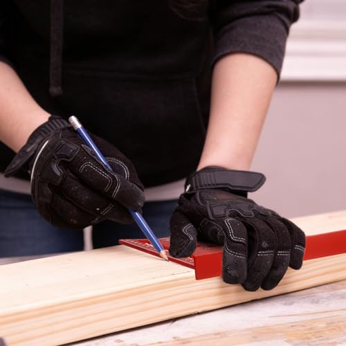 HARFINGTON Metal Square Ruler 7" Aluminum Alloy Carpenter Square Imperial Woodworking Rafter Square Precision Scribing Tools with Rafter Conversion Table for Measuring and Marking, Red - color: Red, style: Imperial
