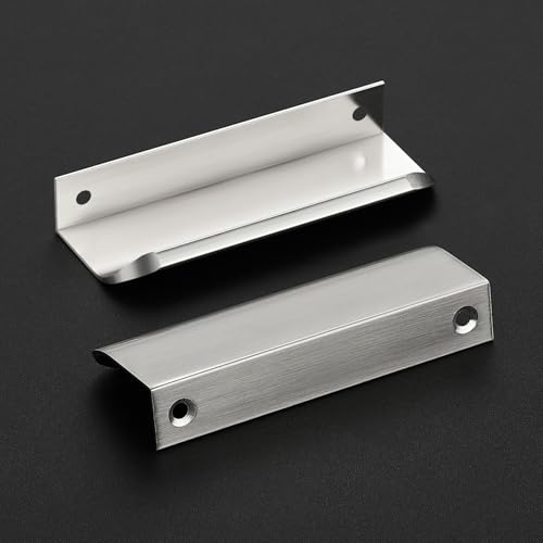 Brushed Nickel Cabinet Handles Finger Edge Pulls 4 Inch CC 10 Pack - color: Silver, size: 102mm/4" Overall Length