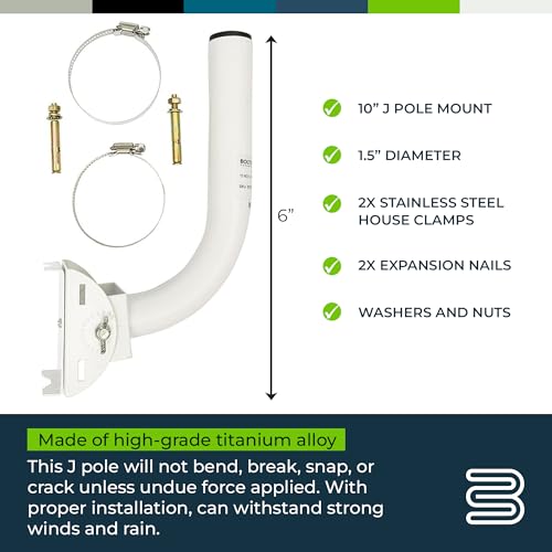 Bolton Technical 10” Inch J Pole Mount Accessory for Outside Antenna(Signal Booster Antenna, Yagi Antenna, Antenna Expansion kit, Dish, TV Antenna, Camera Pole, Weather Proof) - style: 10” Inch J Pole
