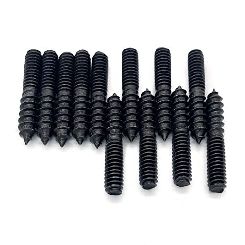 12 Pack 1/4-20 x 1-1/2 Inch Black Hanger Bolts 1/4-20" Double Headed Bolts 1/4 Wood Dowel Screw Self-Tapping Screw Hanger Bolts for Furniture Screws Double Screw Threaded Rods Bolt 37mm Length - size: Black 1/4-20"x1-1/2"-12PCS