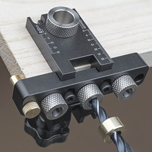 3-in-1 Dowel Jig Kit - Pocket Hole Jig with Adjustable Woodworking Drill Locator, 8/10/15mm Bits, Precision Guide for Furniture Assembly, DIY Projects, Durable Aluminum Alloy